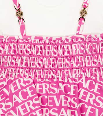 Logo cotton-blend dress | Versace Kids