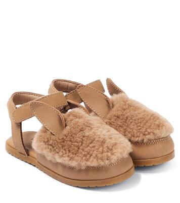 Els shearling-trimmed leather sandals | Donsje