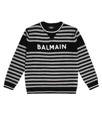 Logo striped wool sweater | Balmain Kids