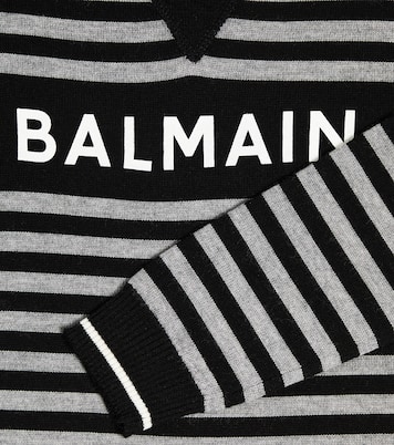 Logo striped wool sweater | Balmain Kids