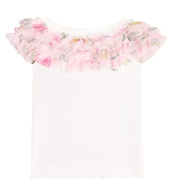 Ruffled cotton blend T-shirt | Monnalisa