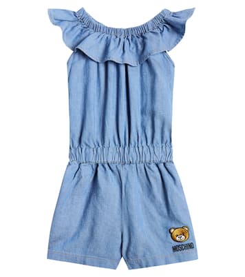 Embroidered denim playsuit | Moschino Kids