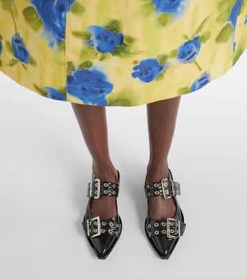 Faux-leather slingback flats | Ganni