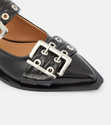 Faux-leather slingback flats | Ganni