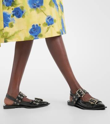 Faux-leather slingback flats | Ganni