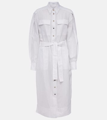 Robe chemise rayée en coton mélangé | Brunello Cucinelli