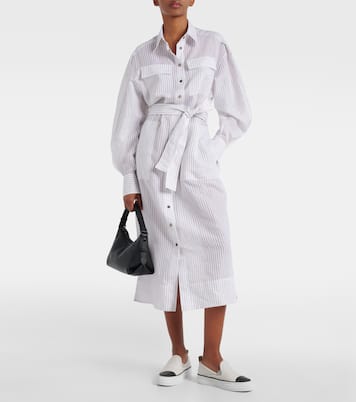 Robe chemise rayée en coton mélangé | Brunello Cucinelli