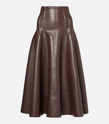 High-rise faux leather midi skirt | Norma Kamali