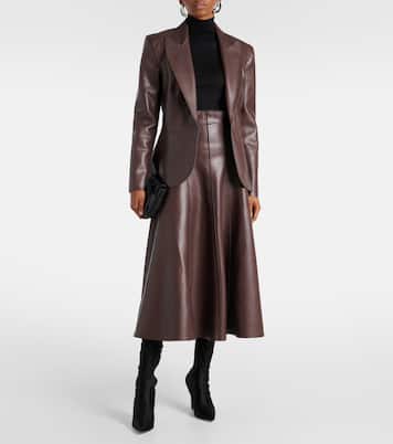 High-rise faux leather midi skirt | Norma Kamali