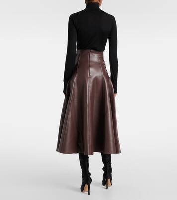 High-rise faux leather midi skirt | Norma Kamali