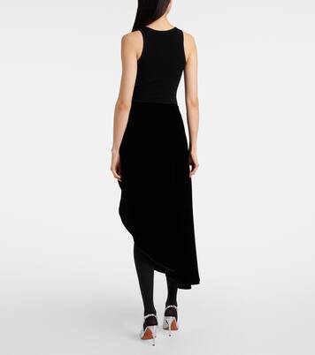 Jupe midi asymétrique en velours | Alaïa