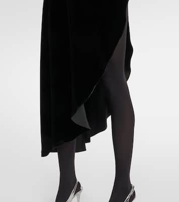 Jupe midi asymétrique en velours | Alaïa