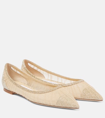 Love glitter tulle ballet flats | Jimmy Choo