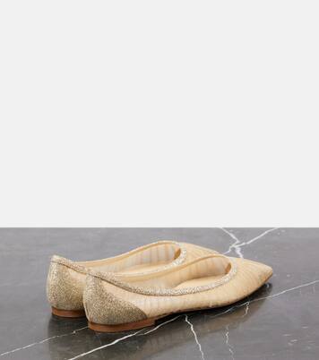 Love glitter tulle ballet flats | Jimmy Choo