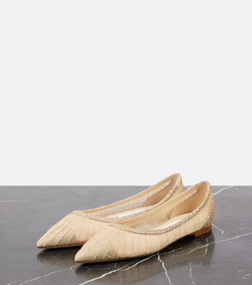 Love glitter tulle ballet flats | Jimmy Choo