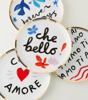 Love set of 4 porcelain dessert plates | Bitossi