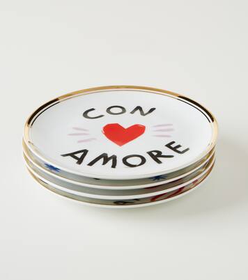 Love set of 4 porcelain dessert plates | Bitossi