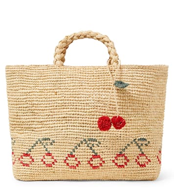 Fama logo raffia tote bag | Bonpoint