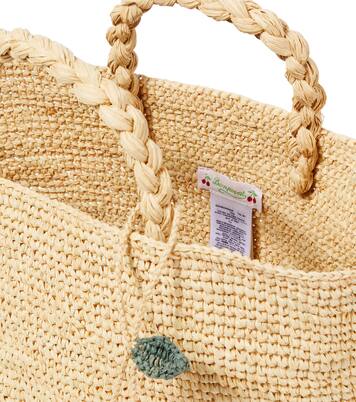 Fama logo raffia tote bag | Bonpoint