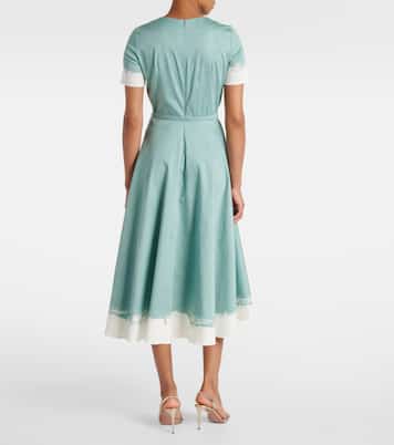 Robe midi en coton mélangée à ornements | Oscar de la Renta