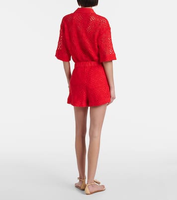 Crochet high-rise cotton-blend shorts | SIR