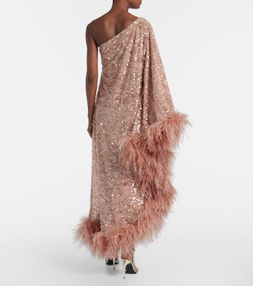 Ubud feather-trimmed sequined gown | Taller Marmo