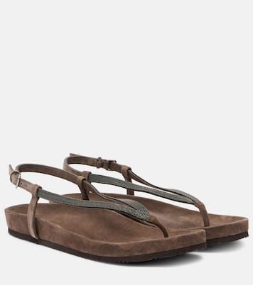 Monili suede thong sandals | Brunello Cucinelli