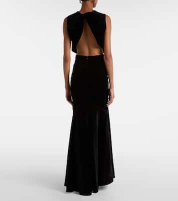 Bow-detail cotton-blend velvet crop top | Patou