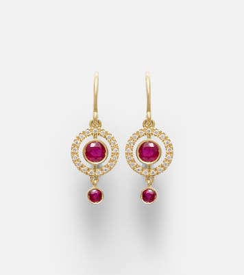 Boucles d'oreilles Orbit en or 18 ct, rubis et diamants | Ileana Makri
