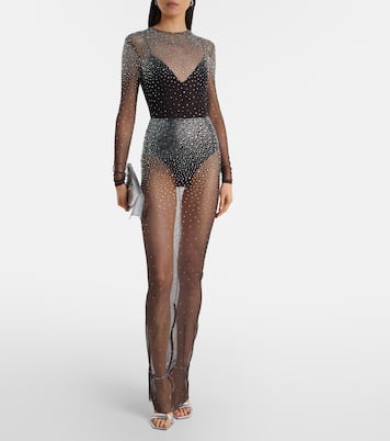 Crystal-embellished mesh maxi dress | Alex Perry