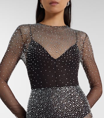 Crystal-embellished mesh maxi dress | Alex Perry