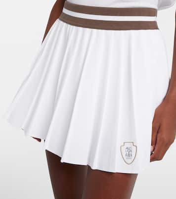 Falda pantalón plisada de popelín | Brunello Cucinelli