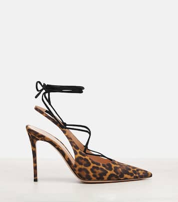 95 leopard-print suede slingback pumps | Gianvito Rossi