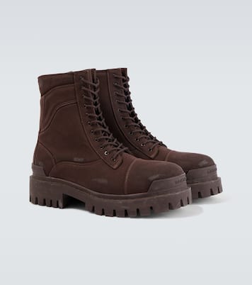 Strike distressed canvas combat boots | Balenciaga