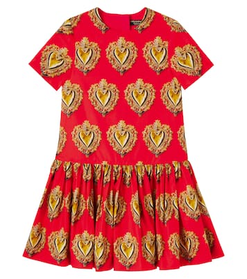 Bedrucktes Kleid aus Baumwollpopeline | Dolce&Gabbana Kids