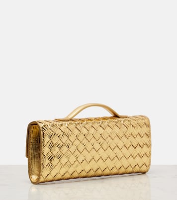 Andiamo Intrecciato metallic leather clutch | Bottega Veneta