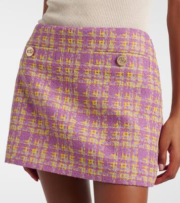 Minigonna in tweed di misto cotone a quadri | Gucci