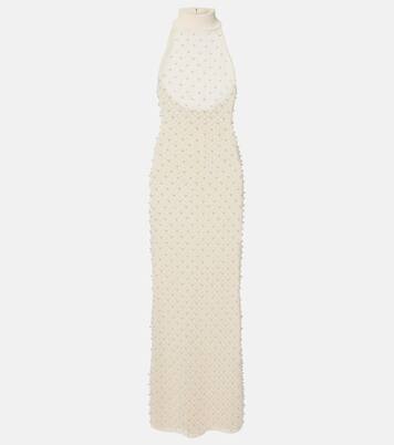 Crochet embellished turtleneck gown | David Koma