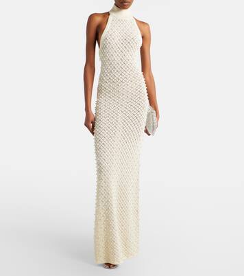 Crochet embellished turtleneck gown | David Koma