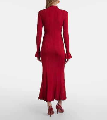 Verziertes Midikleid aus Rippstrick | Self-Portrait