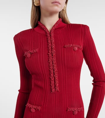 Verziertes Midikleid aus Rippstrick | Self-Portrait