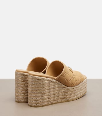 Horsebit GG suede espadrille wedges | Gucci