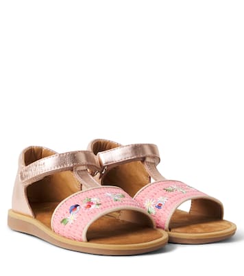 Sandalen Poppy Air Natur aus Metallic-Leder | Pom d'Api
