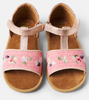 Sandalen Poppy Air Natur aus Metallic-Leder | Pom d'Api