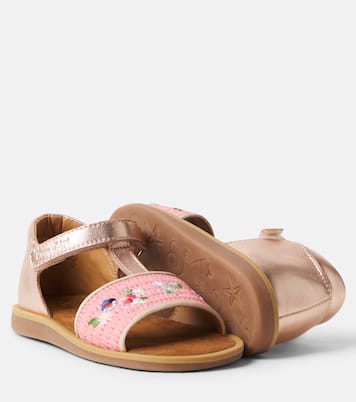Sandalen Poppy Air Natur aus Metallic-Leder | Pom d'Api
