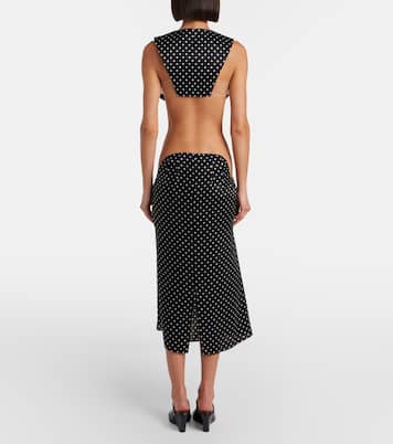 Cutout polka-dot silk midi skirt | Jean Paul Gaultier
