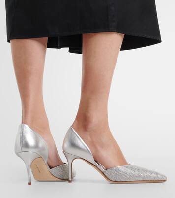 Taylerbinu leather-trimmed woven pumps | Manolo Blahnik