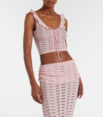 Ruffled pointelle crop top | Aya Muse