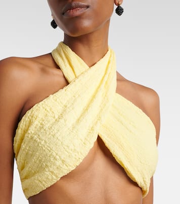 Aylin halterneck seersucker crop top | Jade Swim