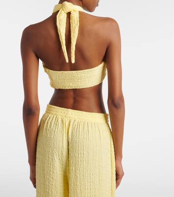 Aylin halterneck seersucker crop top | Jade Swim